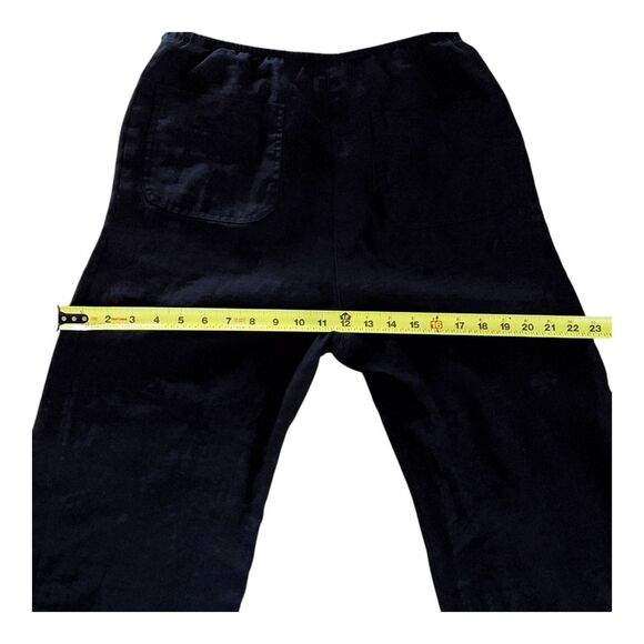 Chico's 100% Linen Pant Black Pull On Wide Leg Back Pockets size 1 S 8 10 Long - Picture 13 of 16